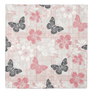 Vintage Botanical Butterfly Toile Pattern (3) Duvet Cover