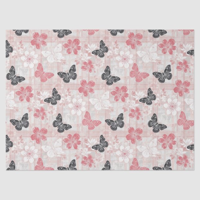 Vintage Botanical Butterfly Toile Pattern (3) Tissue Paper (Front)