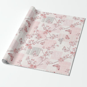 Vintage Botanical Butterfly Toile Pattern (6) Wrapping Paper