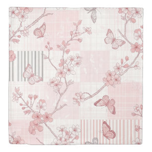 Vintage Botanical Butterfly Toile Pattern (7) Duvet Cover