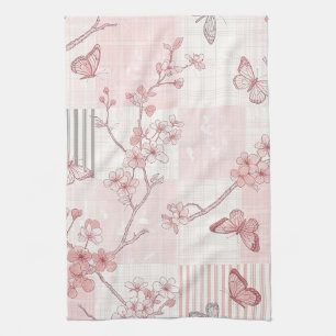 Vintage Botanical Butterfly Toile Pattern (7) Kitchen Towel