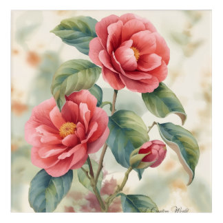 Vintage Botanical Camellia  Acrylic wall Decor