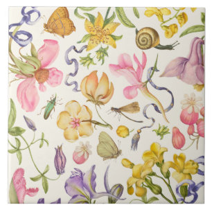 Vintage Botanical Ceramic Tile