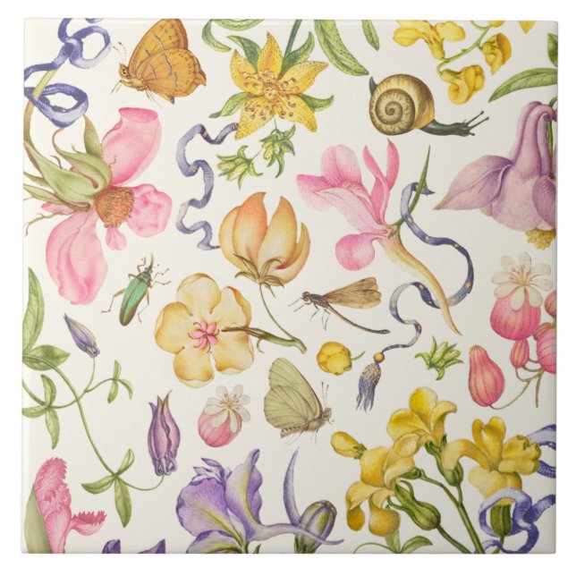 Vintage Botanical Ceramic Tile (Front)