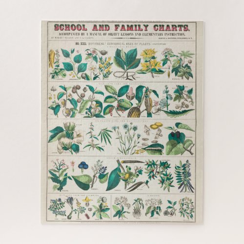 Vintage Botanical Chart Economical Uses of Plants Jigsaw Puzzle