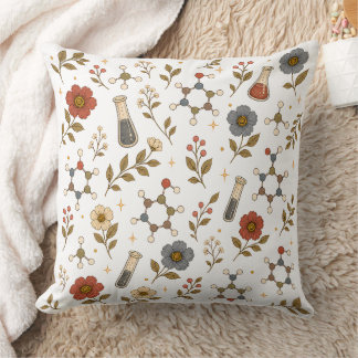 Vintage Botanical Chemistry Floral Molecule Throw Pillow