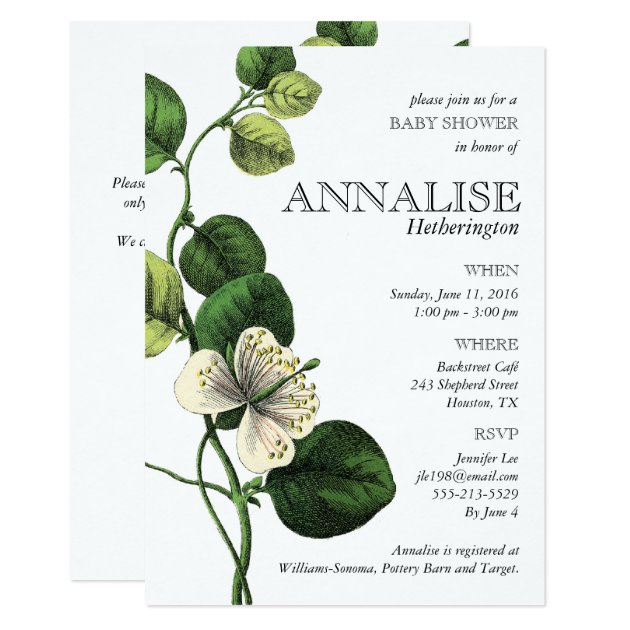 Vintage Botanical Chic Baby Shower Invitations