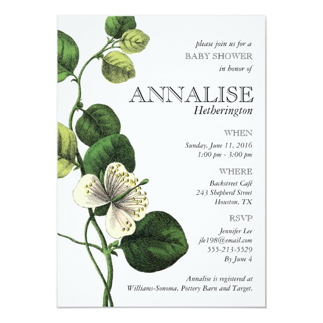 Vintage Botanical Chic Baby Shower Invitations