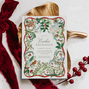 Vintage Botanical Christmas Cookie Exchange Invitation