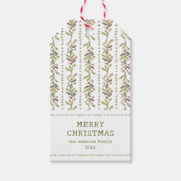 Vintage Botanical Christmas Gift Tags