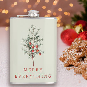 Vintage Botanical Christmas Greenery Flask