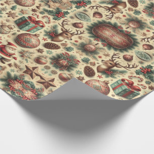 Vintage Botanical Christmas Pattern  Wrapping Paper