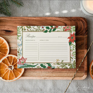 Vintage Botanical Christmas Recipe Card 4.25x5.5