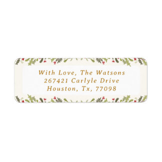 vintage botanical christmas return address label