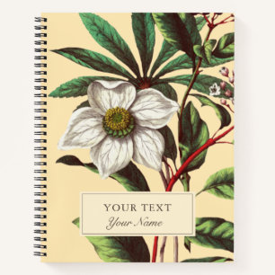 Vintage Botanical Christmas Rose Flower Notebook