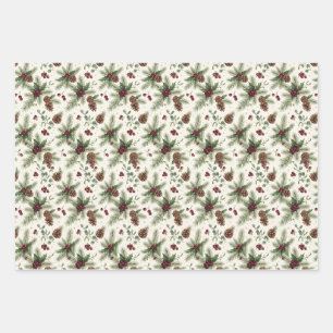 Vintage Botanical Christmas Wrapping Paper Roll