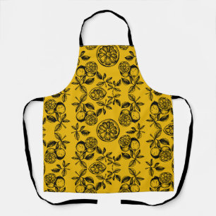 Vintage Botanical Citrus Fruit Print Apron