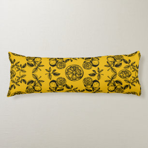 Vintage Botanical Citrus Fruit Print Body Pillow