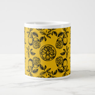 Vintage Botanical Citrus Fruit Print Giant Coffee Mug