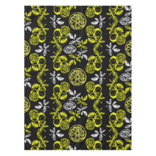 Vintage Botanical Citrus Lemon Print Tablecloth