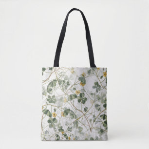 Vintage Botanical Clover Meadow Watercolor  Tote Bag