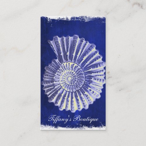 vintage botanical Coastal Blue White seashell Business Card