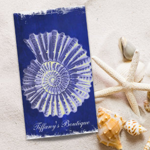 vintage botanical Coastal Blue White seashell Business Card