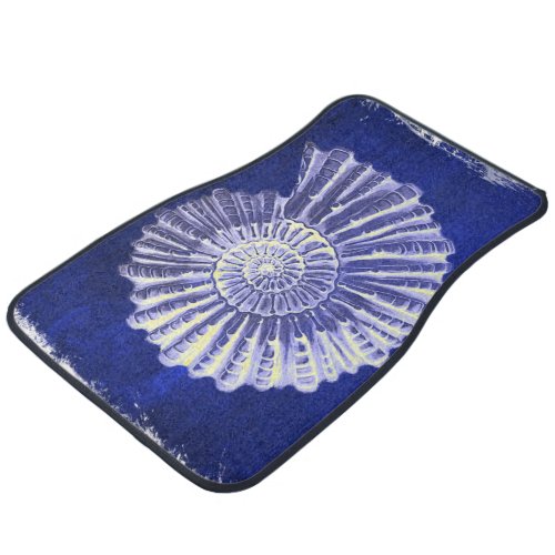 vintage botanical Coastal Blue White seashell Car Floor Mat