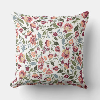 Vintage Botanical Color Full Design Throw Pillow