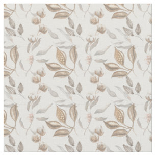 Vintage Botanical Cotton Flower Pattern Fabric