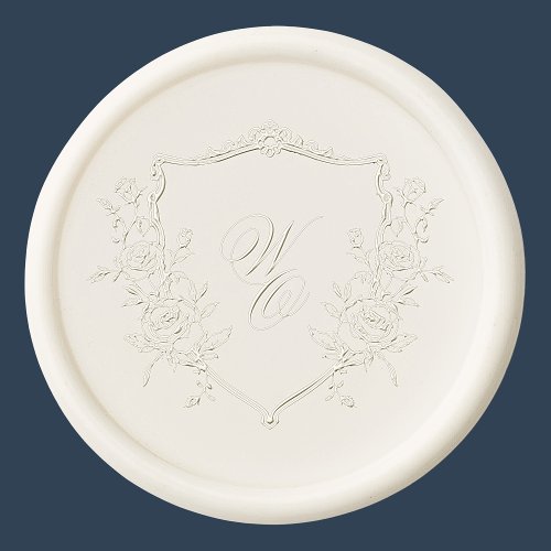 vintage botanical crest monogram pearl wedding wax seal sticker