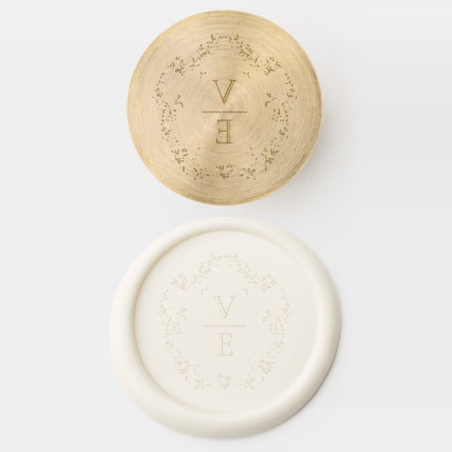 Vintage Botanical Crest Monogram Wax Seal Stamp (Stamped)