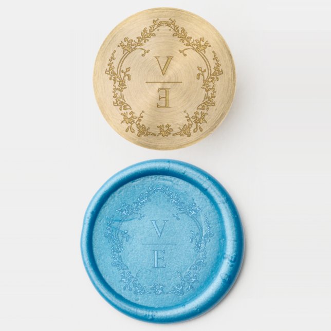 Vintage Botanical Crest Monogram Wax Seal Stamp (Stamped)