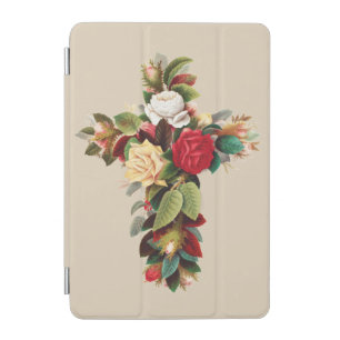 Vintage Botanical Cross of Roses Religious Art iPad Mini Cover