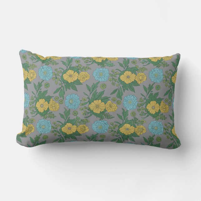 Vintage Botanical Cushion" Lumbar Pillow (Front)