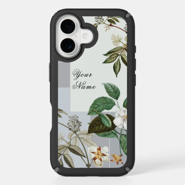 Vintage Botanical Custom Name Phone Case (Front)
