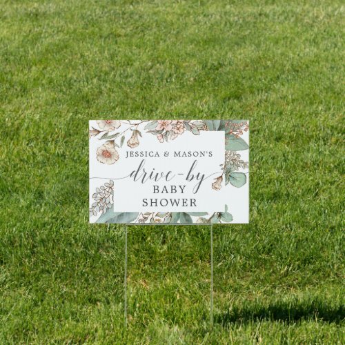 Vintage Botanical Drive_By Baby Shower Yard Sign