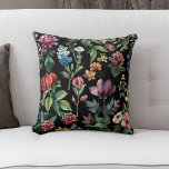 Vintage Botanical Elegance Black Throw Pillow at Zazzle