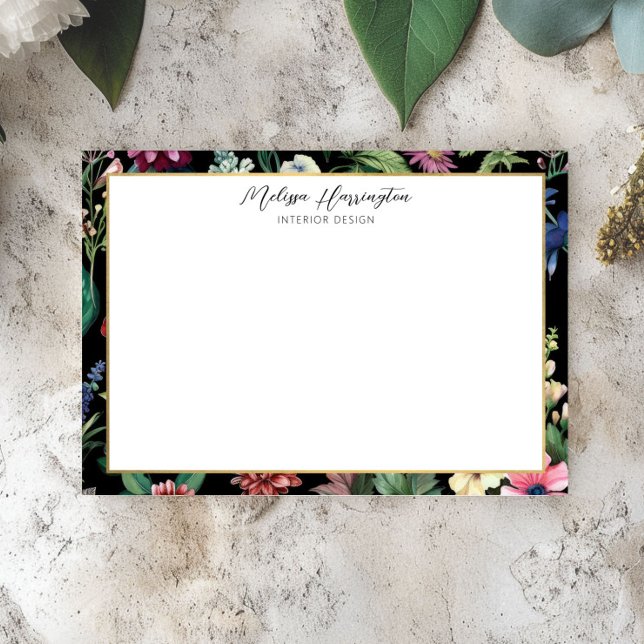 Vintage Botanical Elegance Designer Flat Notecard (Creator Uploaded)