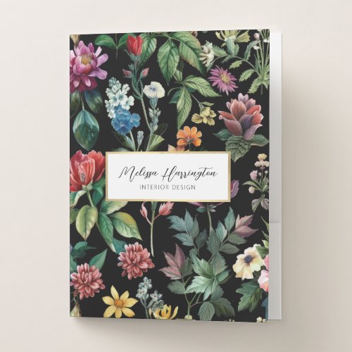 Vintage Botanical Elegance Designer Pocket Folder