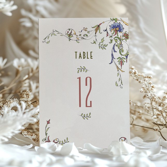 Vintage Botanical Elegance Table Number Card (Creator Uploaded)