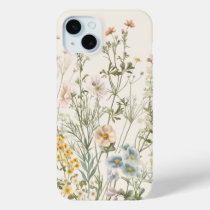 Vintage Botanical Elegance: Wildflower & Herb iPhone 15 Plus Case