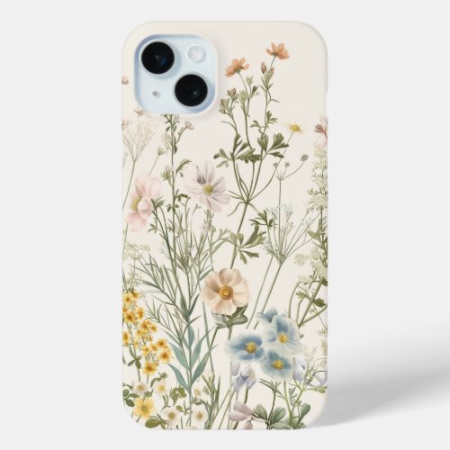 Vintage Botanical Elegance Wildflower  Herb iPhone 15 Plus Case