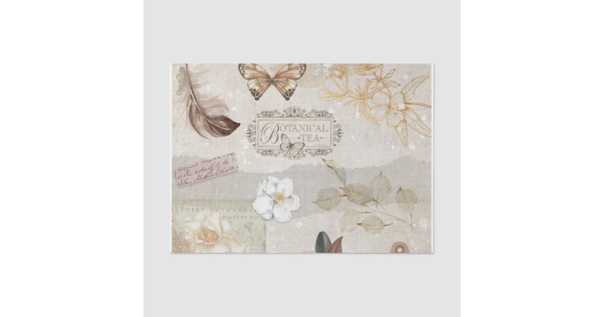 Vintage Botanical Ephemera Tissue Paper | Zazzle