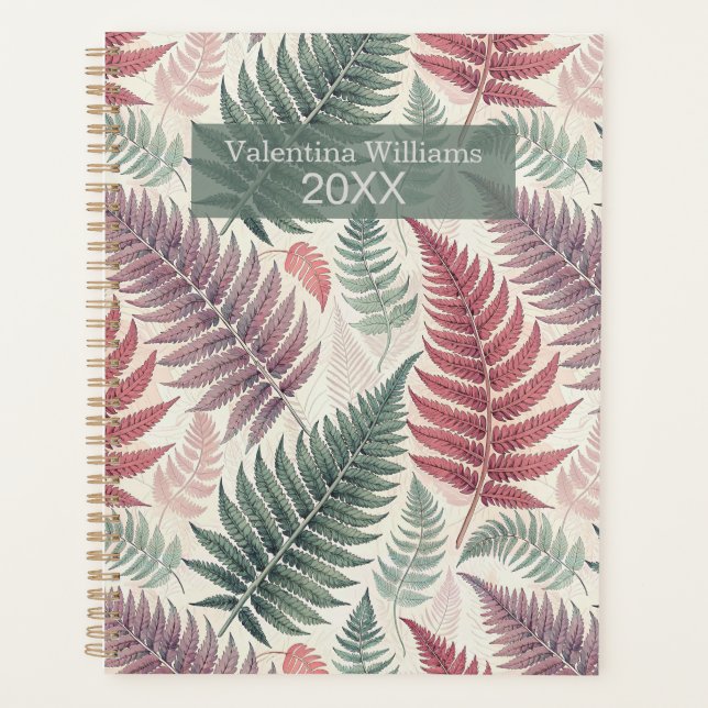 Vintage Botanical Fern Monogram Planner (Front)