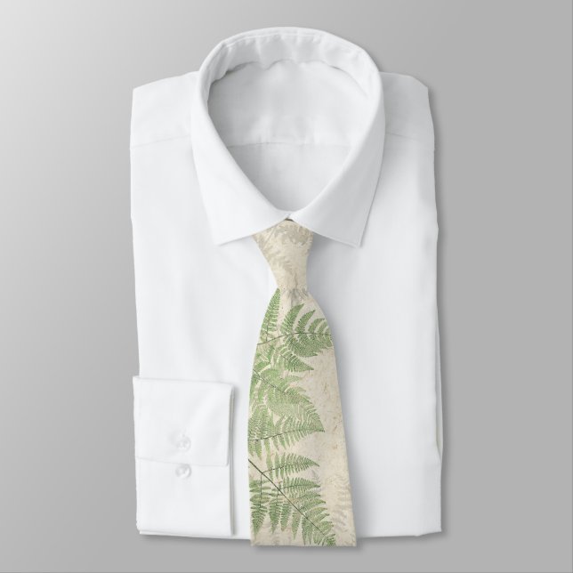 Vintage Botanical Ferns Leaves Art Tie (Tied)