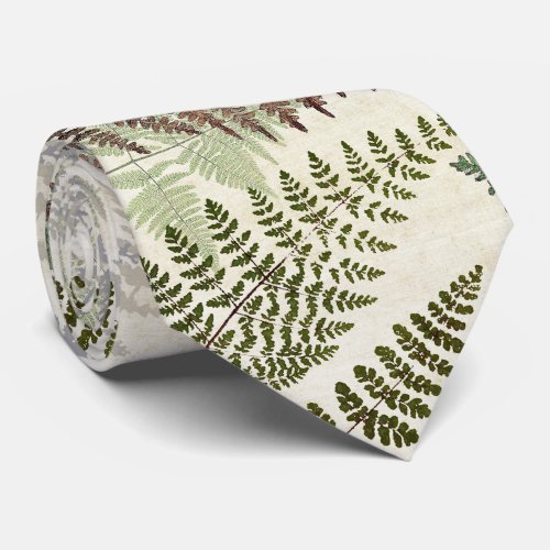 Vintage Botanical Ferns Leaves Tie