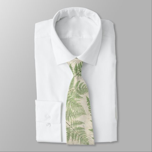 Vintage Botanical Ferns Leaves Tie