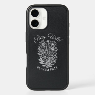 Vintage Botanical Floral Black Wildflower iPhone 16 Case
