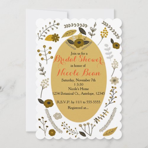 Vintage Botanical Floral Bridal Shower Invitations